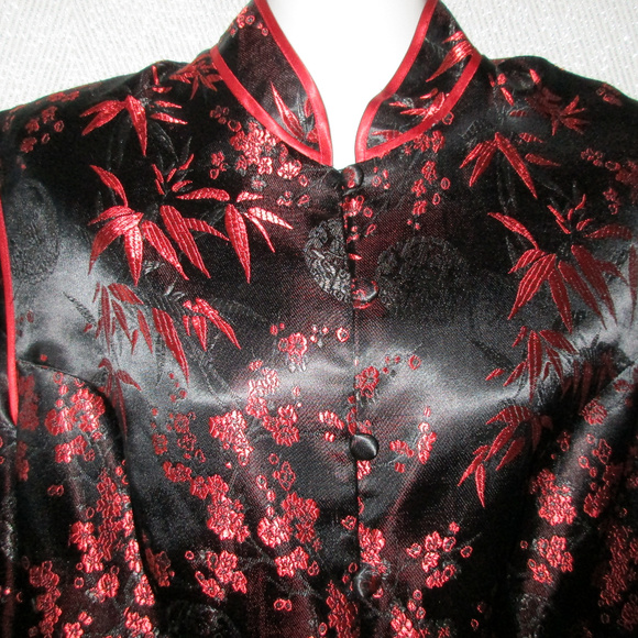 CHINESE ORIENTAL Qipao CHEONGSAM SILK DRESS RED - Picture 1 of 8